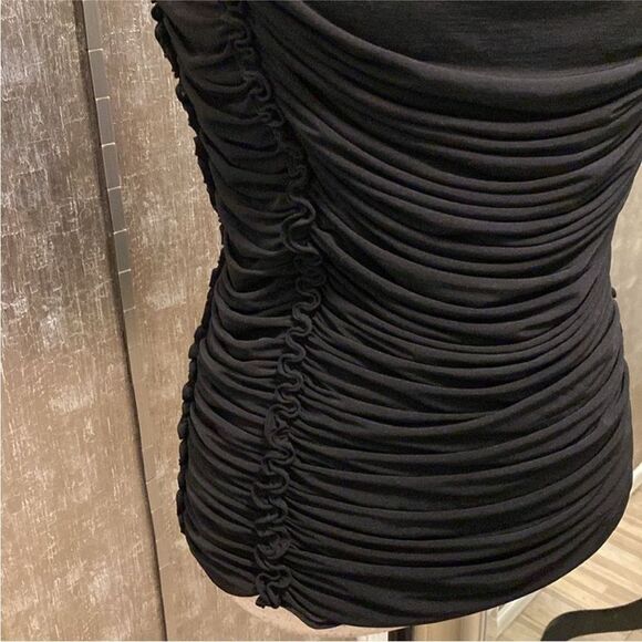 KOBI HALPERIN Elegant Black Ruched Sleeveless Top, M - Picture 3 of 9